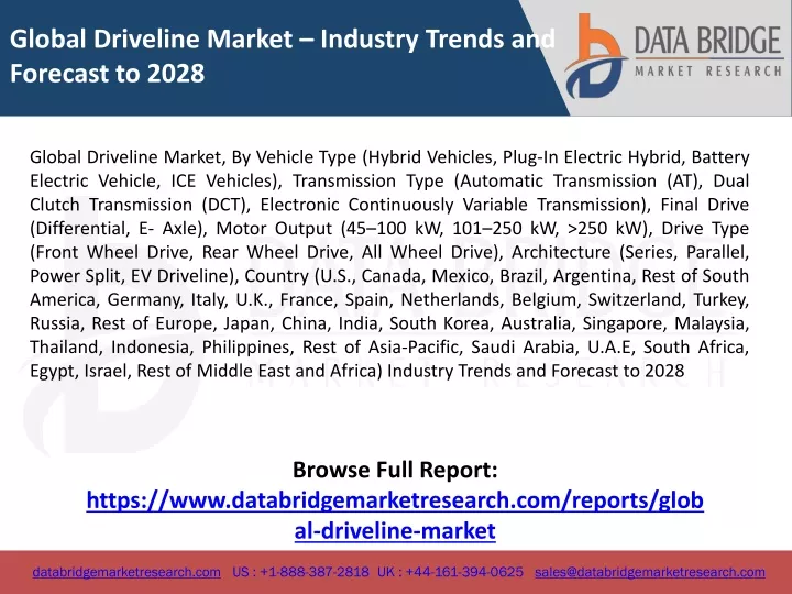 global driveline market industry trends