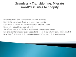 Seamlessly Transitioning Migrate WordPress sites to Shopify