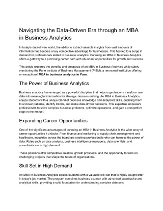 Navigating the Data-Driven Era through an MBA in Business Analytics