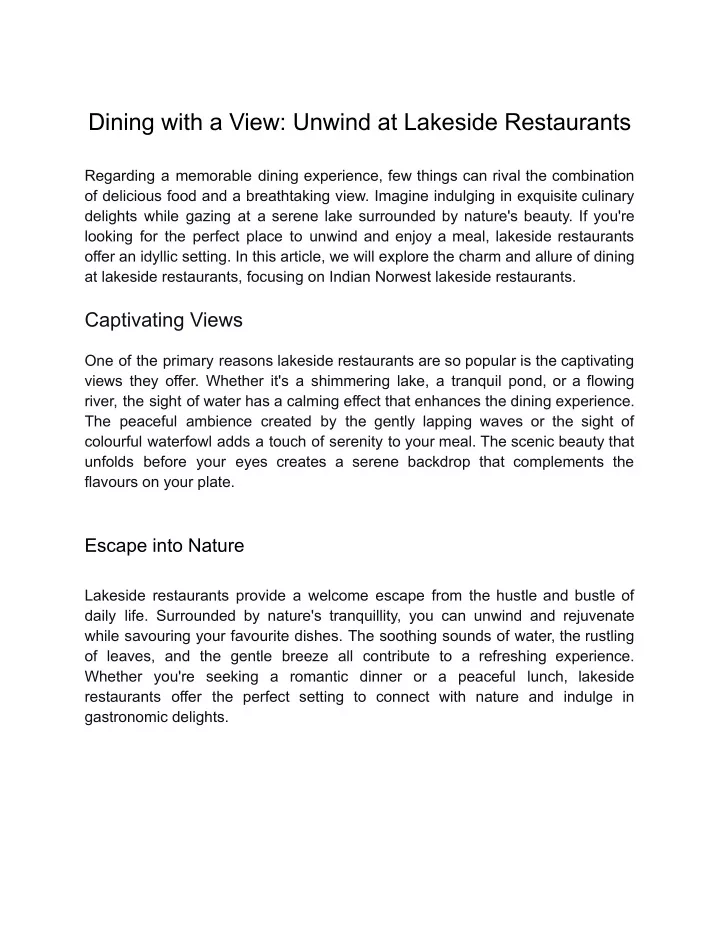 dining with a view unwind at lakeside restaurants