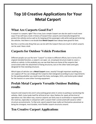 Top 10 Creative Applications for Your Metal Carport