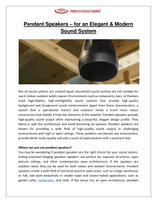 pendant speakers for an elegant modern sound