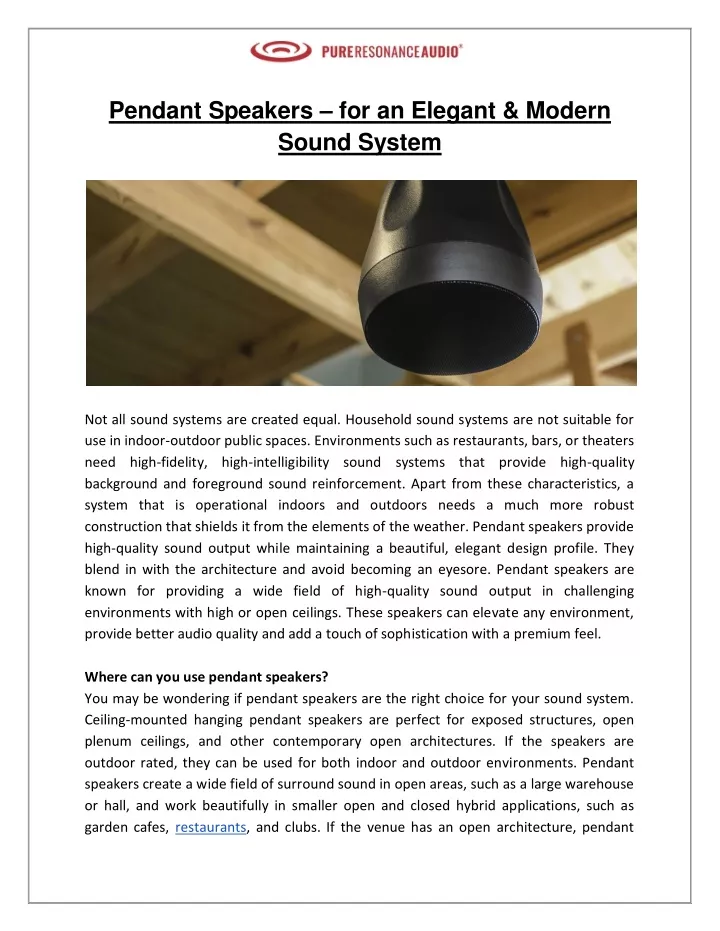 pendant speakers for an elegant modern sound