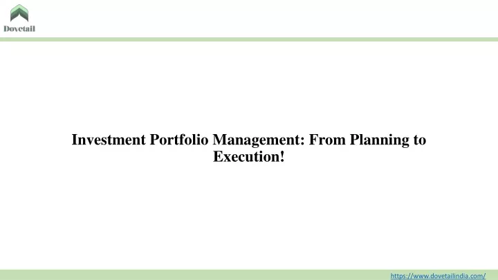 investment portfolio management from planning to execution