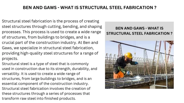 ben and gaws what is structural steel fabrication