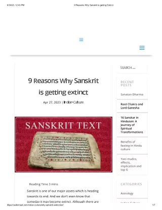 9 Reasons Why Sanskrit is getting extinct