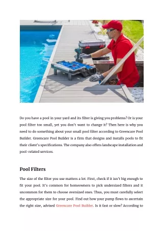 How to Improve your Pool’s Filter System