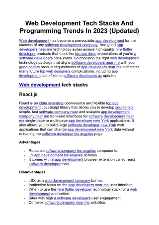 web development tech stacks and programming