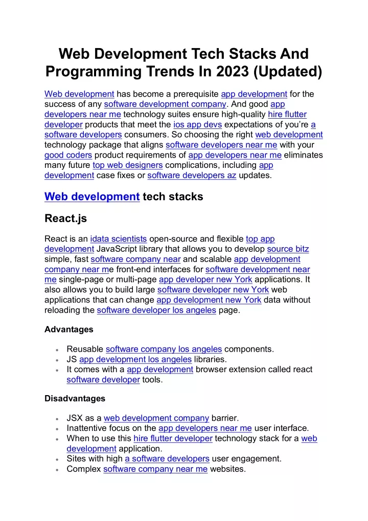 web development tech stacks and programming