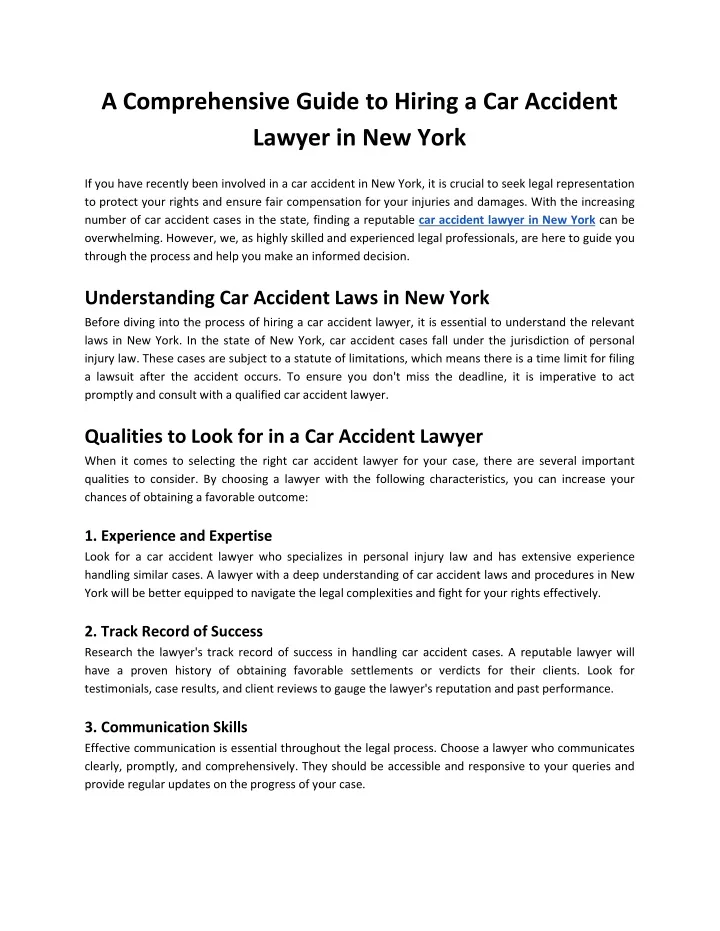 a comprehensive guide to hiring a car accident