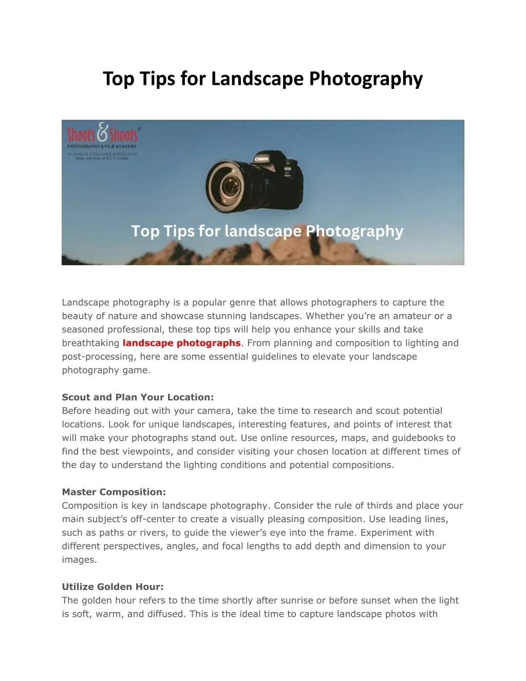 PPT - Top Tips for Landscape Photography PowerPoint Presentation, free ...