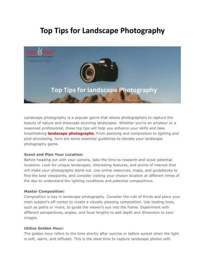 top tips for landscape photography