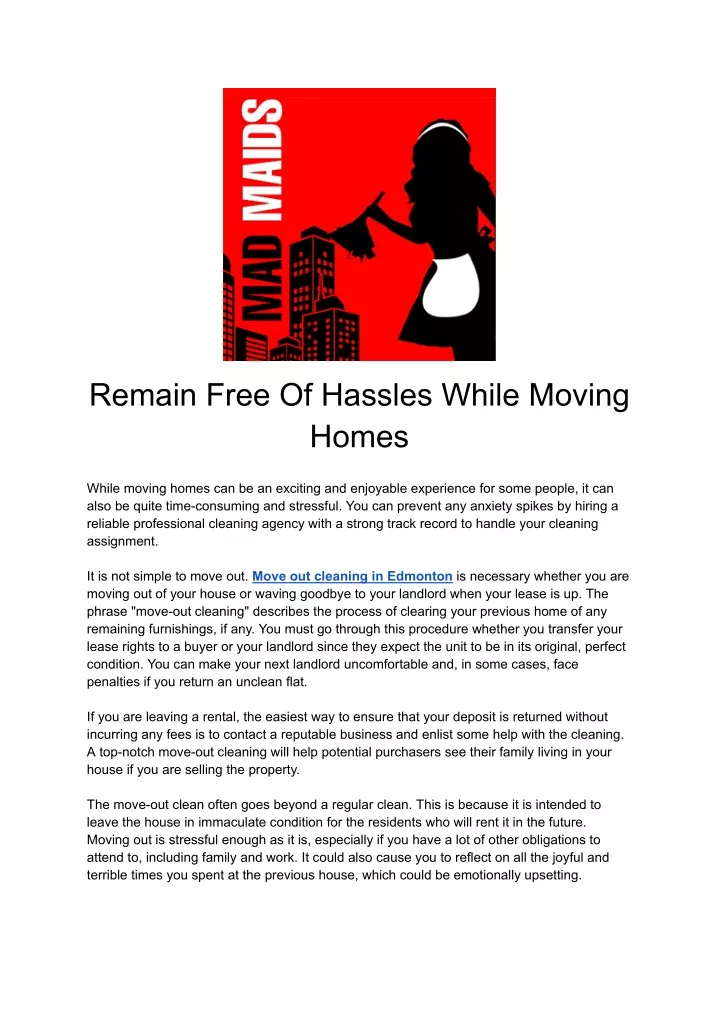 remain free of hassles while moving homes