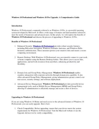 windows 10 professional and windows