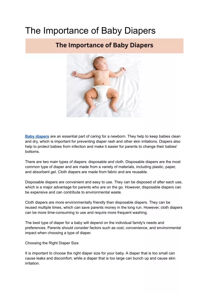 the importance of baby diapers