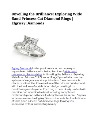 Wide Band Princess Cut Diamond Ring | Elgrissy Diamonds