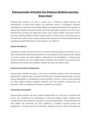 extracurricular activities can enhance student