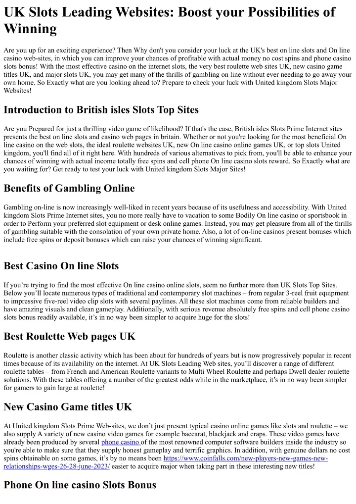 uk slots leading websites boost your