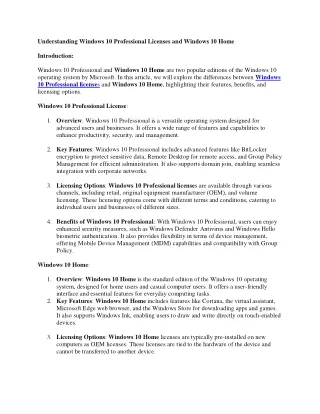understanding windows 10 professional licenses