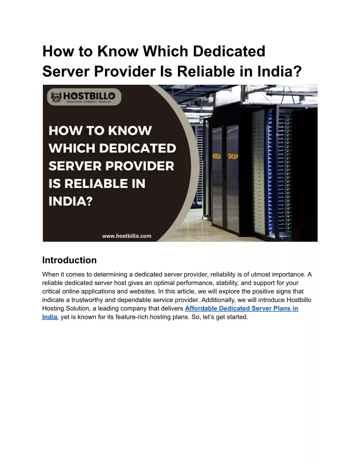 how to know which dedicated server provider