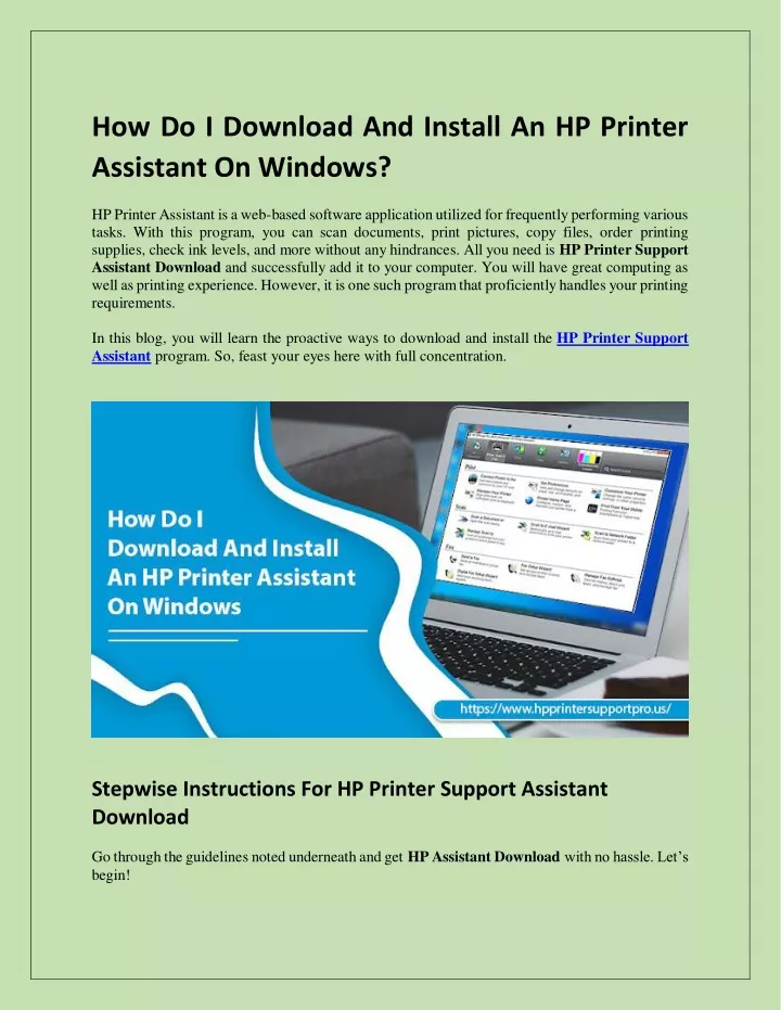 how do i download and install an hp printer