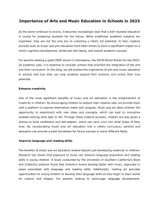 importance of arts and music education in schools