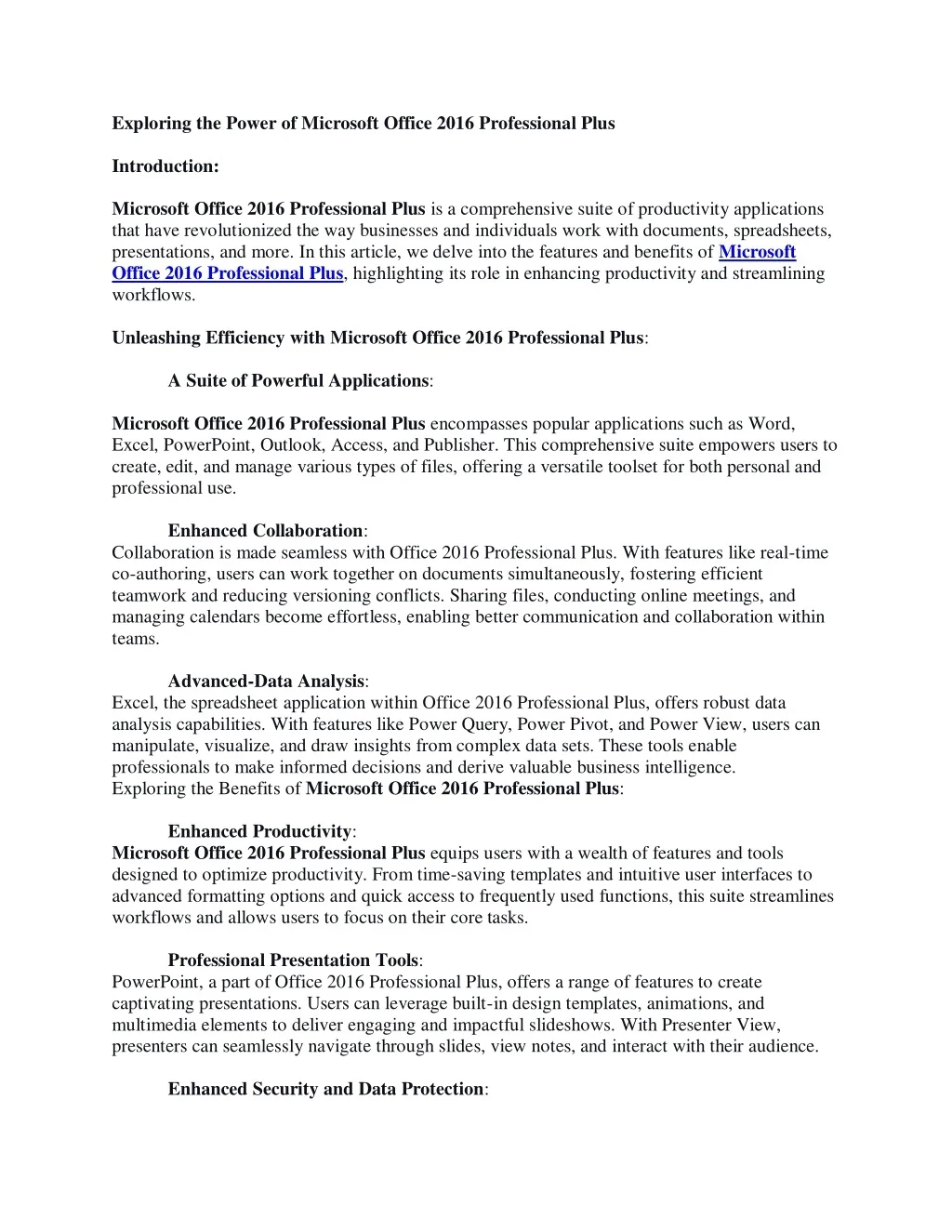 PPT - Exploring the Power of Microsoft Office 2016 Professional Plus ...