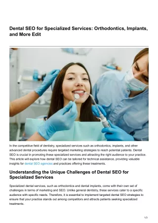 Dental SEO for Specialized Services Orthodontics Implants and More Edit