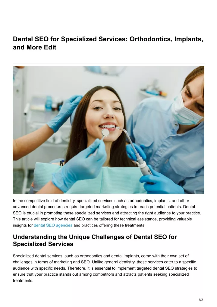 dental seo for specialized services orthodontics