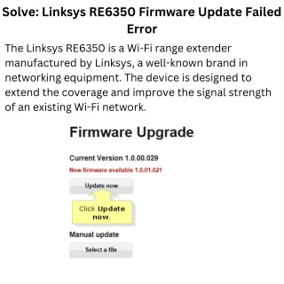 Solve Linksys RE6350 Firmware Update Failed Error