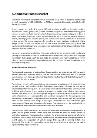 automotive pumps market