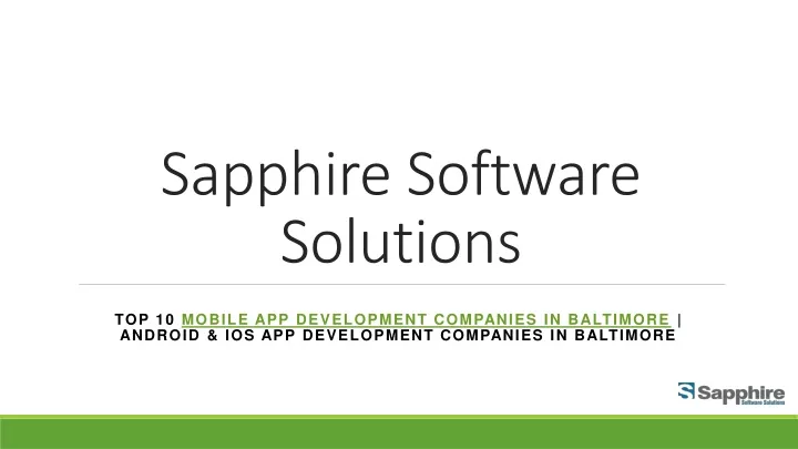 sapphire software solutions