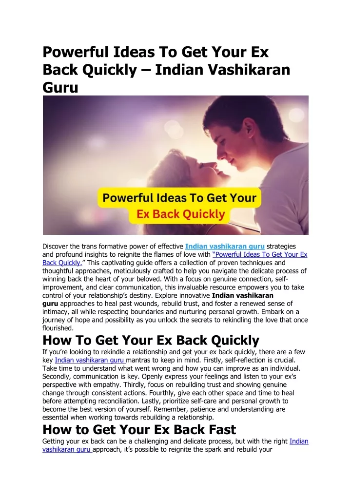 powerful ideas to get your ex back quickly indian