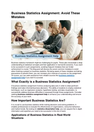 business statistics assignment avoid these
