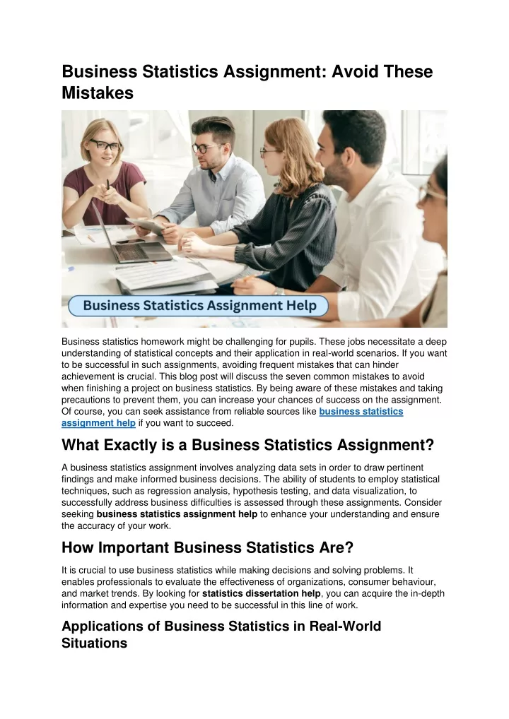 business statistics assignment avoid these