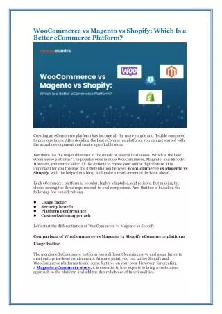 woocommerce vs magento vs shopify which
