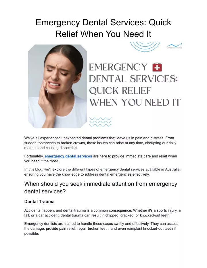 PPT - Emergency Dental Services_ Quick Relief When You Need It ...