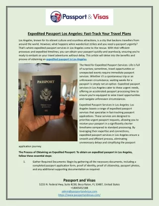 Expedited Passport Los Angeles  Fast-Track Your Travel Plans