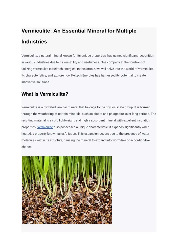 vermiculite an essential mineral for multiple