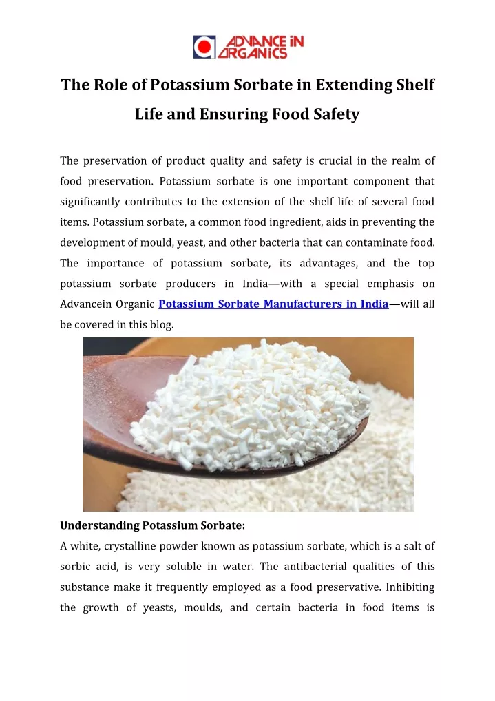 the role of potassium sorbate in extending shelf