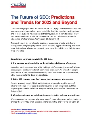 The Future of SEO- Predictions and Trends for 2023 and Beyond