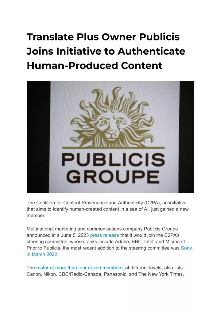 translate plus owner publicis joins initiative