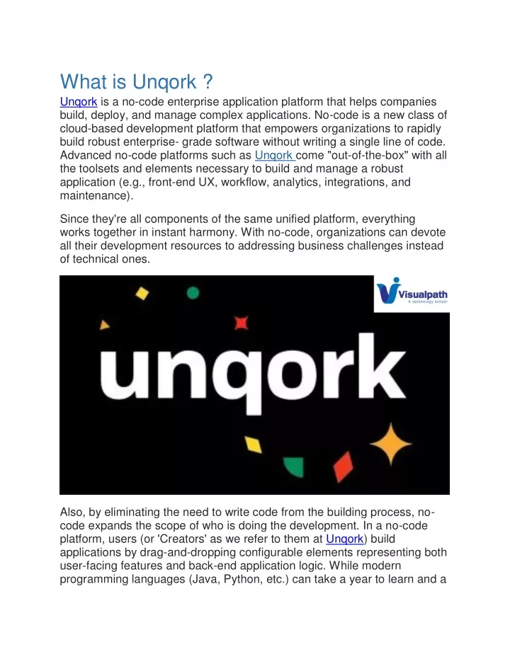what is unqork unqork is a no code enterprise