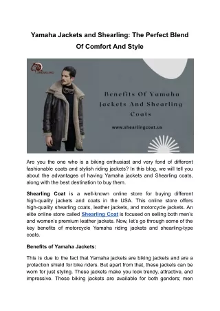 Yamaha Jackets and Shearling_ The Perfect Blend Of Comfort And Style