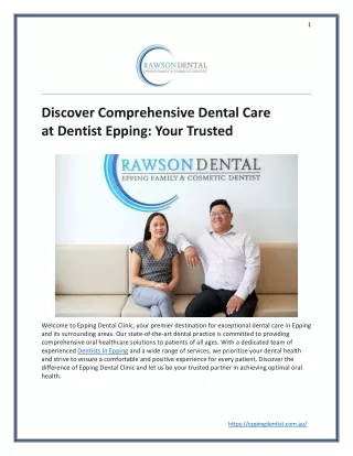 Discover Comprehensive Dental Care at Dentist Epping