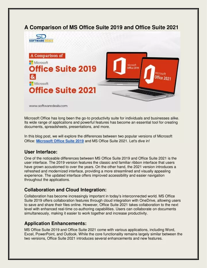 a comparison of ms office suite 2019 and office