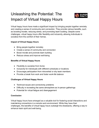 Unleashing the Potential The Impact of Virtual Happy Hours