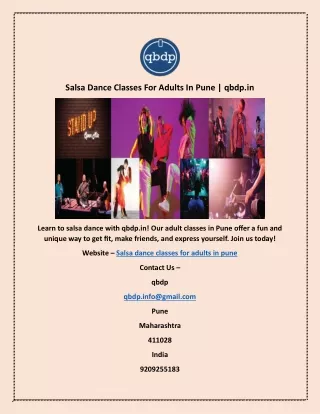 Salsa Dance Classes For Adults In Pune | qbdp.in