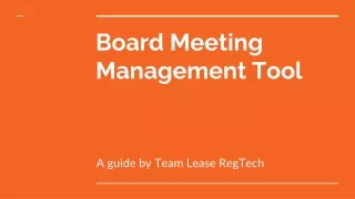 BOARD MEETING MANAGEMENT TOOL