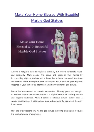 Make Your Home Blessed With Beautiful Marble God Statues